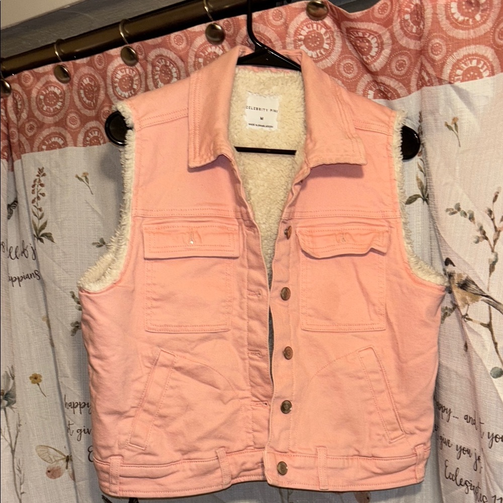 Pink Sleeveless Denim Vest
